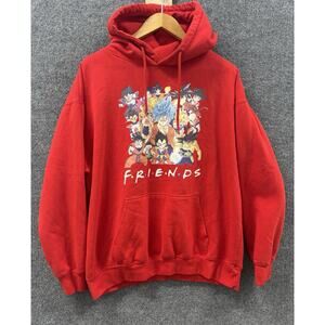 Rare Vintage Friends Dragon Ball Z Hoodie Three Layer Red Men’s Size XL